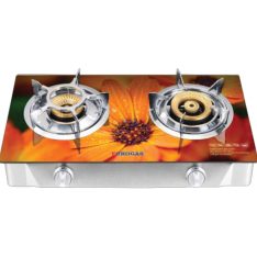 Eurogas Orchid Advance Double Burner Auto Gas Stove – premium stainless steel body with automatic ignition and brass burners for modern kitchens in Bangladesh.