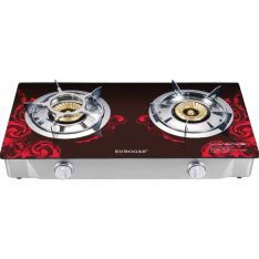 Eurogas Orchid Afford Double Gas Stove – Glass top with auto ignition and brass burners for modern kitchens in Bangladesh